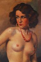 Mihalovits Miklós (1888-1960): Női akt. Olaj, vászon, jelzett, antik keretben, 80×60 cm