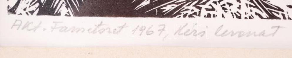 Gy. Szabó Béla (1905-1985): Akt. Fametszet, papír, jelzett, üvegezett keretben 40×50 cm