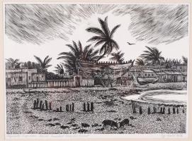 Gy. Szabó Béla (1905-1985): Tűz. Fametszet, papír, jelzett, 33×26 cm