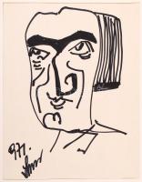 Simó József (1926-1979): 5db grafika. Filctoll, papír, jelzett, paszpartuban, 42,5x30,5cm