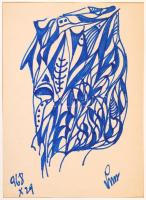 Simó József (1926-1979): 5db grafika. Filctoll, papír, jelzett, paszpartuban, 42,5x30,5cm