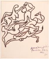 Simó József (1926-1979): 5db grafika. Filctoll, papír, jelzett, paszpartuban, 42,5x30,5cm