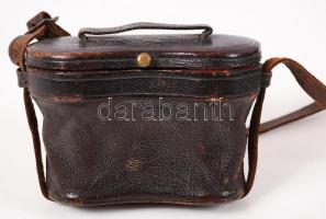 Színházi látcső, fém, szakadás a bőrnél, eredeti tokban, 10×8 cm