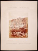 cca 1880 Divald Károly: A magas Tátrából - Aus der hohen Tátra: Felkai tó a granát sziklákkal. Dival...