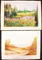 6 db Csongor jelzésű tájkép főleg akvarell technikával