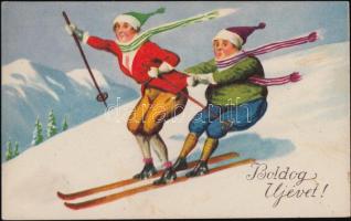 New Year, skiing, humour