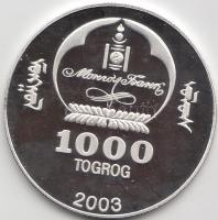 Mongólia 2003. 1000T Ag "Ázsia történelme-Attila a hunok királya" (20g/0.999) T:PP  Mongolia 2003. 1000 Togrog Ag "History of Asia-Attila the Hun" (20g/0.999) C:PP