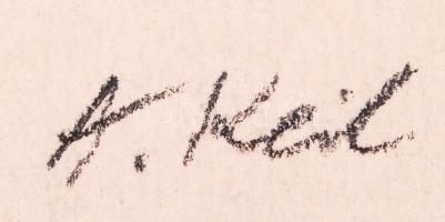 Ék Sándor (1902-1975): Diskurálnak. Tus, papír, jelzett ("A. Keil"), 31x36,5cm