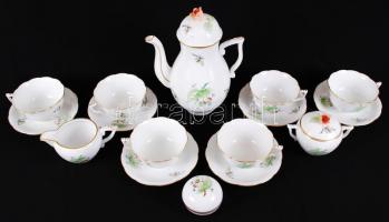 Herendi csipkebogyó mintás teás készlet ajándék bonbonierrel, kézzel festett, jelzett, hibátlan