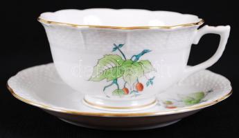 Herendi csipkebogyó mintás teás készlet ajándék bonbonierrel, kézzel festett, jelzett, hibátlan