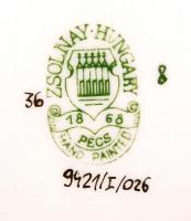 Zsolnay pillangó mintás ékszeres dobozka, kézzel festett, jelzett, hibátlan, 7×7 cm