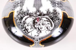 Szász Endre után Hollóházi porcelán váza, jelzett, matricás, hibátlan / Hollohaza chinaware vase 15 ...