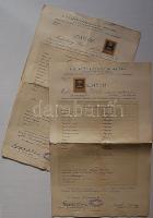 A Bpesti Kereskedelmi Akadémia 2db bizonyítványa (1906, 1907) okmánybélyeggel