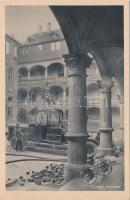 Stuttgart Old Castle damaged by fire in 1931, fire engine