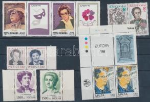 Europa CEPT: Híres nők 5 klf ország 10 klf bélyeg, közte szelvényes és összefüggések, Europe CEPT: Famous women 5 klf country 10 klf stamp, in between coupon and connections