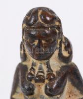 Egyiptomi női bronzírozott fém szobrocska, m:8 cm
