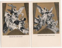 5 db régi képeslap: 34. Eucharisztikus Világkongresszus, Budapest 1938, pinx. Benczur / 5 postcards: 34th International Eucharistic Congress, Budapest 1938, pinx. Benczur