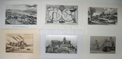 6db rézkarcos üdvözlőlap régi városképekkel