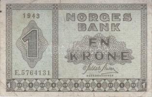 Norvégia 1943. 1K T:III Norway 1943. 1 Krone C:F