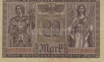 Német Birodalom / Császárság 1918. 20M T:III
Germany / Empire 1918. 20 Mark C:F