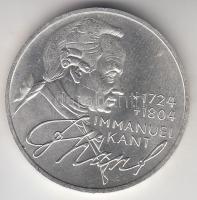 NSZK 1974D 5M Ag "Immanuel Kant" T:2 GFR 1974D 5 Mark Ag "Birth of Immanuel Kant" C:XF