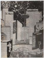 cca 1960 Barta József Város című vintage fotómontázsa, 16x12cm