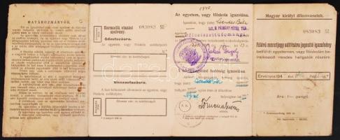 1944 Magyar Királyi Államvasutak félárú jegy váltására jogosító arcképes igazolvány
