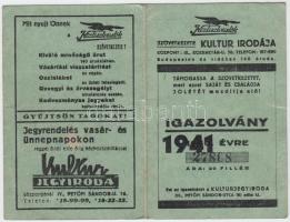 1941 Sportuszodai fényképes igazolvány, 12×8 cm