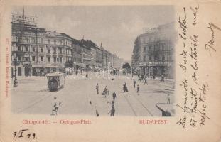 1899 Budapest VI. Oktogon, villamos, kávéház (EK)