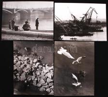 cca 1970 Zsigri Oszkár 4db vintage fotóművészeti alkotása a Duna parti horgászokról, halászokról, 18x24cm