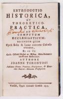 Toronyosi Joanne (János): Introductio historica, et theoretico-practica ad computum ecclesiasticum.....