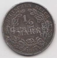 Német Birodalom 1914A 1/2 M Ag T:2-/3 German Empire 1914A 1 Mark Ag C:aVF
