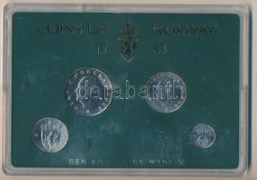 Norvégia 1983. 10ö-5K 4klf darab forgalmi szettben plasztiktokban T:1 Norway 1983. 10 öre - 5 Krone, (4 different) coin set in original plastic case C:Unc