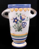 Gorka Iparművészeti Vállalat: Virágos kerámia váza, jelzettt, hibtlan, m:18 cm / Retro Gorka ceramic vase,