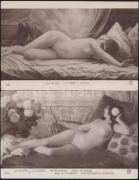 2 db régi, erotikus képeslap, pinx. J.J. Leclerc, J. Chanot / 2 erotic postcards, pinx. J.J. Leclerc, J. Chanot