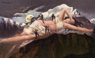 Jungfrau, erotic postcard (EB)