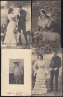 8 db régi, használt, romantikus képeslap, köztük lithok / 8 vintage romantic postcards