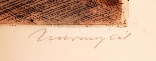 Udvary Pál (1900-1987):Tihany. Rézkarc, papír, jelzett, felcsavarva, 40×32 cm