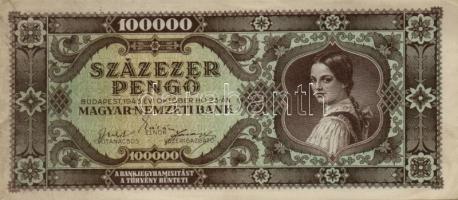 1945. 1000P bélyeg nélkül T:II- + 10.000P bélyeggel + 100.000P + 1.000.000P + 10.000.000P + 1946. 8d...