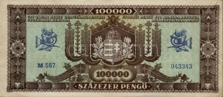 1945. 1000P bélyeg nélkül T:II- + 10.000P bélyeggel + 100.000P + 1.000.000P + 10.000.000P + 1946. 8d...