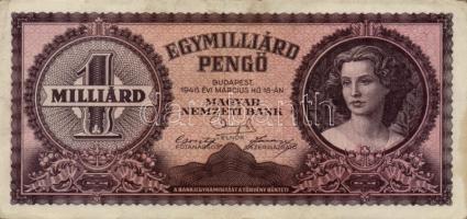 1945. 1000P bélyeg nélkül T:II- + 10.000P bélyeggel + 100.000P + 1.000.000P + 10.000.000P + 1946. 8d...