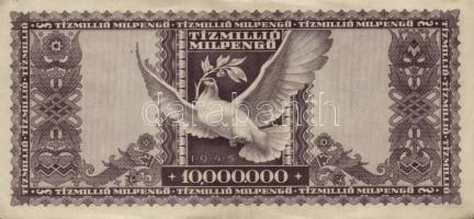 1945. 1000P bélyeg nélkül T:II- + 10.000P bélyeggel + 100.000P + 1.000.000P + 10.000.000P + 1946. 8d...