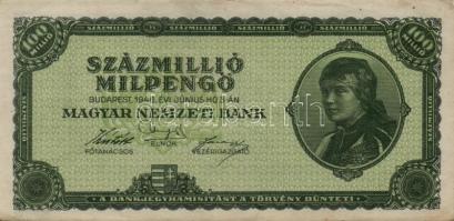 1945. 1000P bélyeg nélkül T:II- + 10.000P bélyeggel + 100.000P + 1.000.000P + 10.000.000P + 1946. 8d...