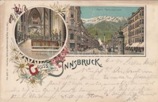 1897 Innsbruck, Maria Theresia street, church interior, floral, litho (pinhole)