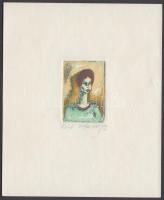 Olvashatatlan jelzéssel: Edit. Színezett rézkarc 60/100, papír, 4×3 cm