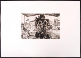 Szobotka Imre, után: Hajón. Rézkarc, papír, jelzés nélkül, 13×20 cm