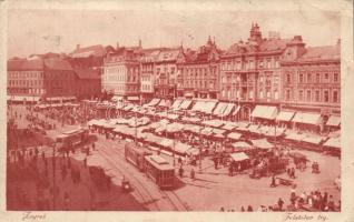 Zagreb Jelacicev trg / square, market (small tear)