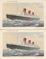 2 db régi, kinyitható hajó motívum lap: RMS Queen Mary / 2 opening ship motive cards: RMS Queen Mary