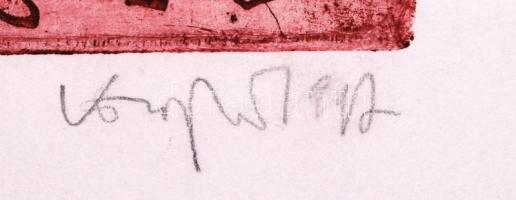 Kőnig Róbert (1951- ): A Kalydoni vadkan. Rézkarc EA I/XV, papír, jelzett, 28×33 cm