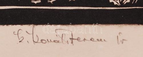 Dr. Székelyudvarhelyi Kováts Ferenc (1913-1997): Öreg fák. Linómetszet, papír, jelzett, 39×30 cm